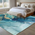 thumbnail image 4 of Area Rug for Living Room, Turquoise Marble Non-Slip Indoor Large Carpet for Bedroom/Dining Room, Modern Abstract Art Ombre Blue Washable Low-Profile Rectangle Floor Runner Rugs - 6 x 9 Ft, 4 of 8