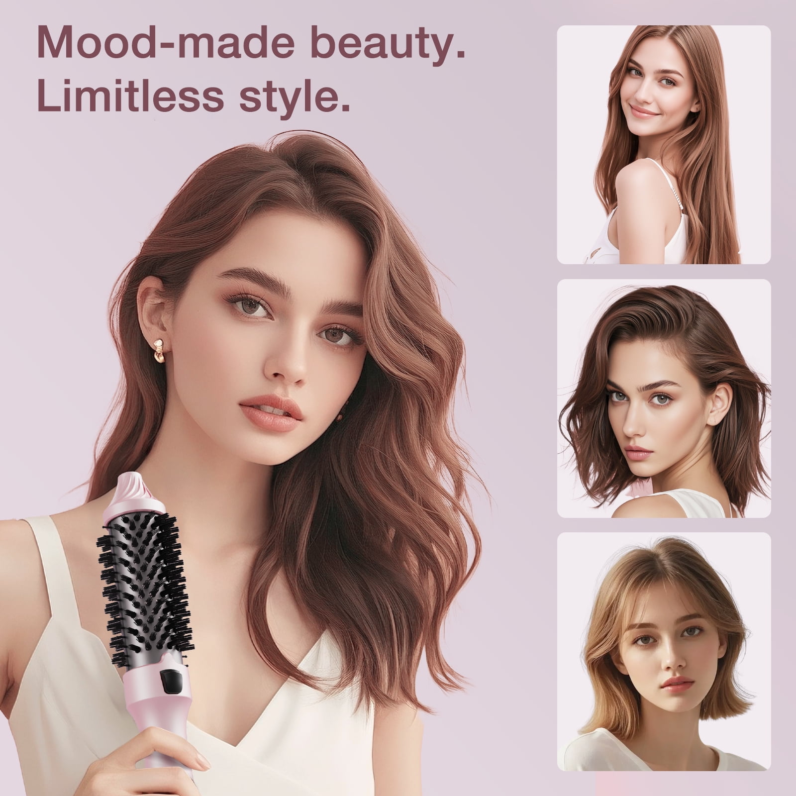 1.5 Inch Ionic Heated Round Brush, Ceramic Tourmaline Curling Iron Brush, Hair Straightener & Volumizer Comb with PTC Fast Heating, Anti-Frizz, Dual Voltage Travel Styler