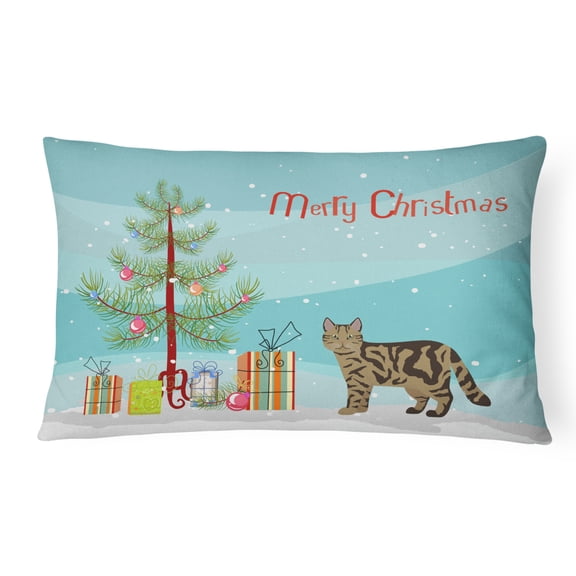 Carolines Treasures CK4706PW1216 Scottish Straight 2 Cat Merry Christmas Canvas Fabric Decorative Pillow, 12H x16W,