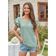 thumbnail image 4 of 2024 Summer New Women's T-shirt Hole Hollow Lotus Sleeve Casual Top, 4 of 5