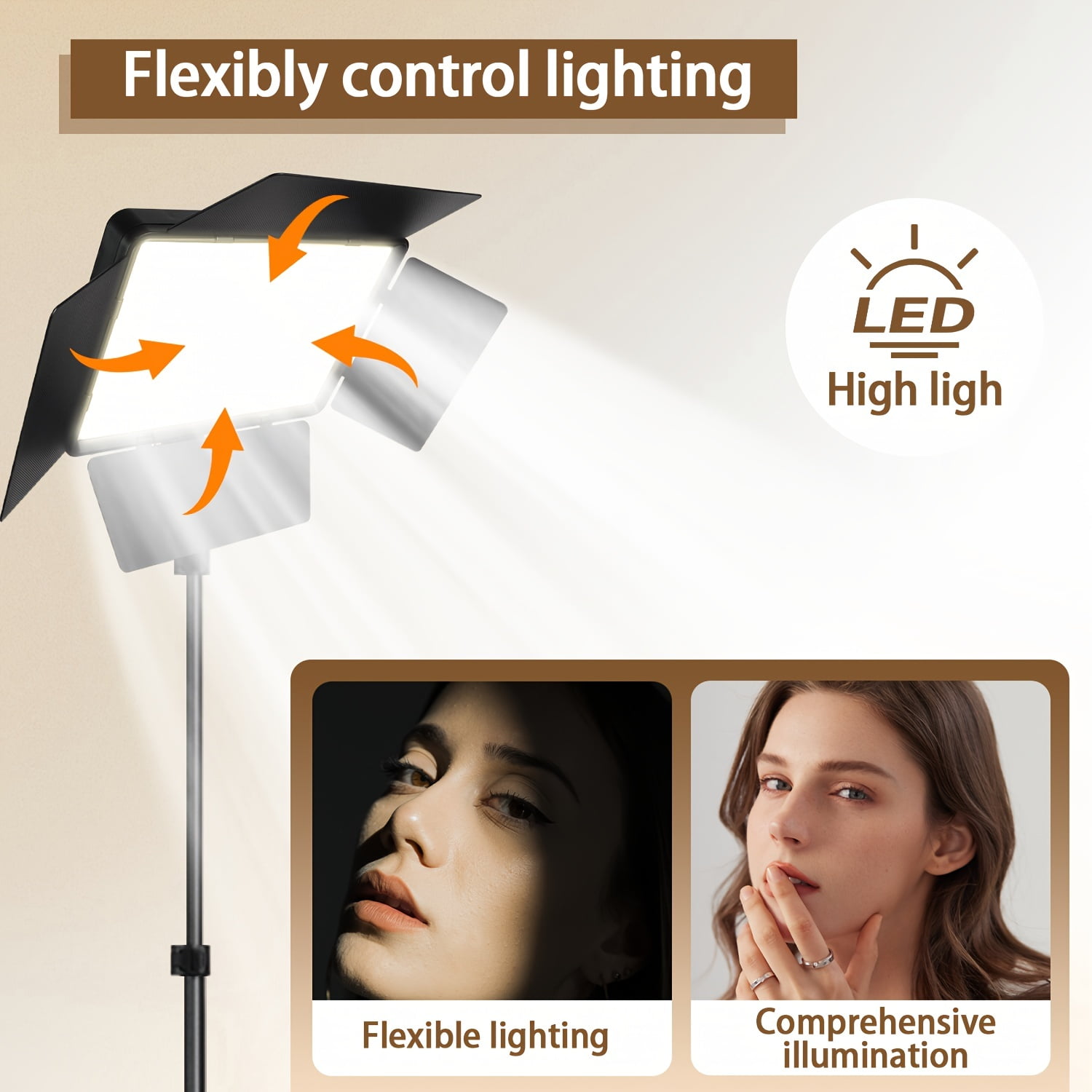 ZOMEI LED Video Light Stand Kit: 2800k-6500K CRI 96+ Dimmable Light with Phone Clip and Barn Door With 63inch/1.6m light stand for studio photography Shooting