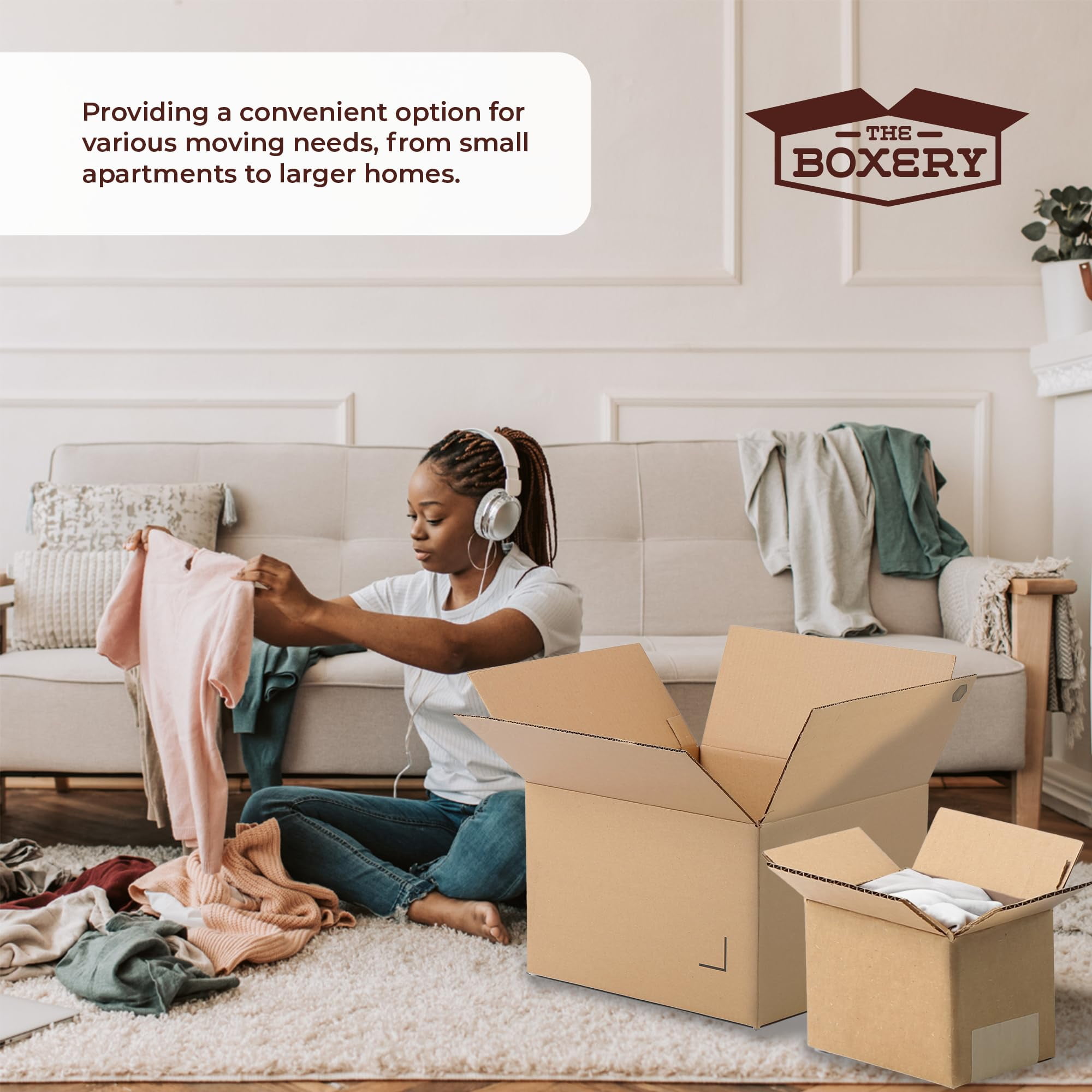The Boxery Moving Boxes 4-Pack XX-Large | 24x24x24 inch Brown/Kraft Corrugated Cardboard Packing, Moving & Storage for Business/Home â Durable - Eco-Friendly, Recyclable - Made in the USA