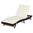 thumbnail image 1 of Outsunny Chaise Longue de Patio en Osier, Fauteuil Inclinable d'Extérieur en Forme de S avec Dossier Réglable à 5 Niveaux, Coussin Rembourré Doux pour Usage Extérieur, Blanc Crème, 1 of 10