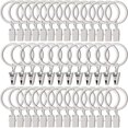thumbnail image 1 of Curtain Rings Set with Clips, 40-Pack, White Metal, Mixed Clip Styles for Rods, 1 of 1