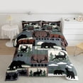 thumbnail image 3 of Feelyou Bear Animal Print Bedding Comforter Set, Blue Patchwork Buffalo Twin Comforter Sets, Rustic Farmhouse Reversible Bedding Set, Microfiber Bedroom Decor, 2pcs, 3 of 9