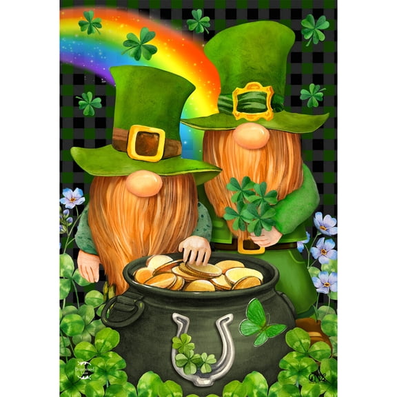 Briarwood Lane House Flag 40x28 For Outdoor Irish Gnomes St. Patrick's Day For St. Patrick's Day House Flag