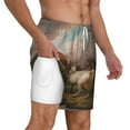 thumbnail image 3 of Goofa Three Horses Oil Painting Printed Men's Swim Trunks Board Shorts Quick Dry Mens Swimming Trunks with Compression Liner,Breathable Fit Hawaii Beach Shorts-Medium, 3 of 9