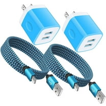 Charger Block,AILKIN 2PACK USB Wall Charger Block and 2PACK Android Type C Usb C Charging Cables 6ft 2.1A Dual Port USB Wall Charger Block Plug Phone Charger Android Fast Charger Block,Blue