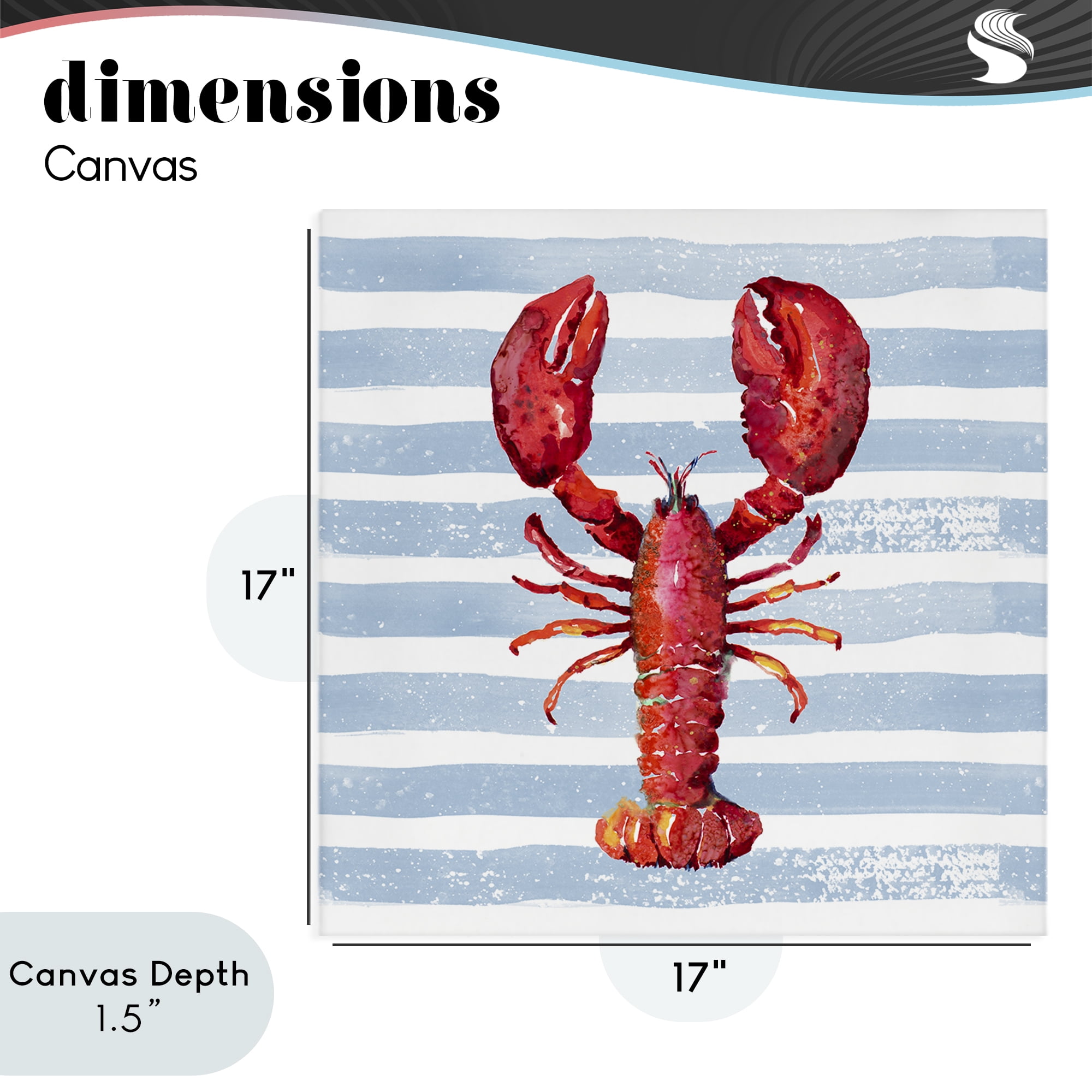 Stupell Industries Red Lobster on Blue Stripes Canvas Wall Art, design by Patricia Pinto