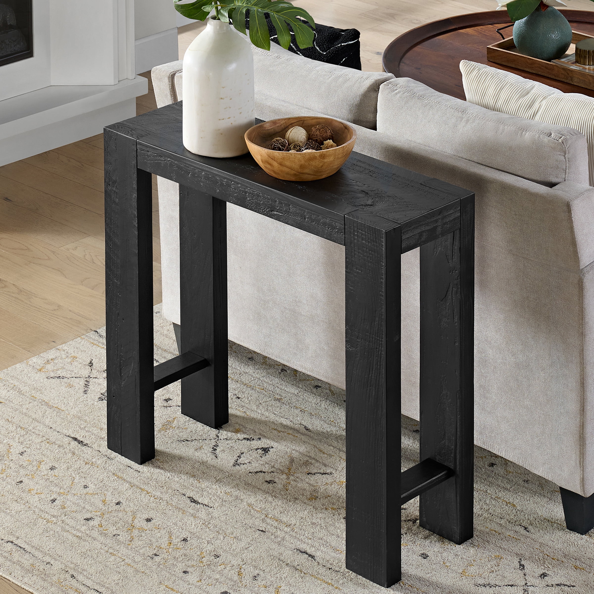 Alaterre Furniture Classic Solid Wood Console Table - 36 Inch Modern Farmhouse Entryway Table, Black