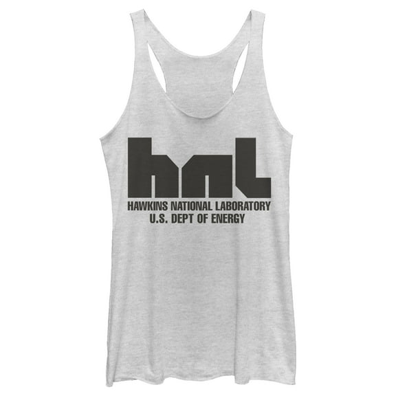 Netflix Women's Stranger Things Hawkins National Lab Logo Racerback Tank Top White Heather Small