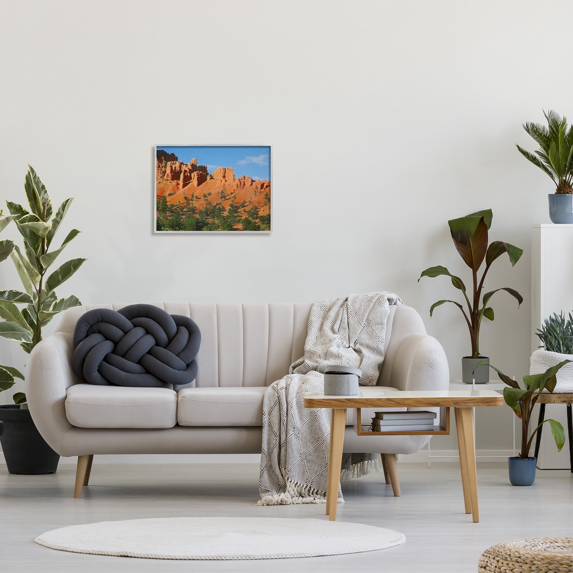 Stupell Desert Canyon Valley Slope Landscape Painting Gray Framed Art Print Wall Art