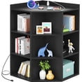 thumbnail image 4 of Homieasy Corner Cabinet Storage with USB Ports and Outlets, Corner Cube Toy Storage for Small Space, Wooden Cubby Bookshelf with 9 Cubes, Black, 4 of 7