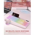 thumbnail image 2 of Wireless Keyboard and Mouse Combo with 9 Backlit, Wrist Rest & Phone Holder,Pink, New, 2 of 9