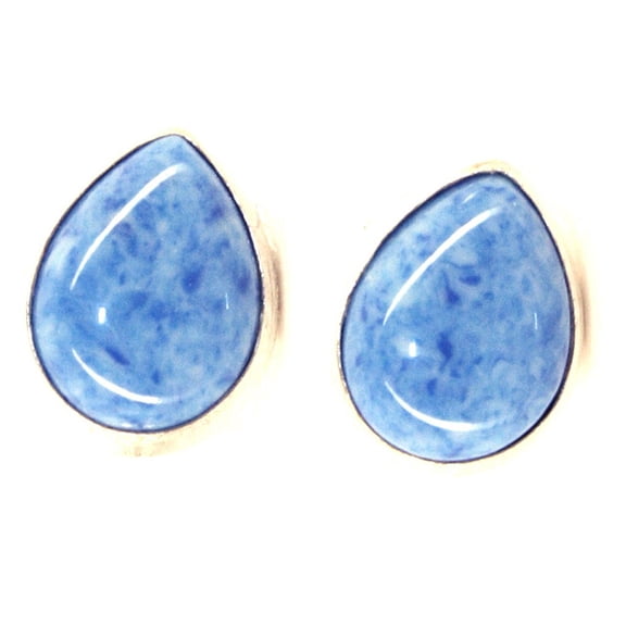 Sterling Silver Teardrop Post Earrings Genuine Gemstone, 46 mm, USA Handmade