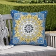 thumbnail image 2 of Lencenser 18" x 18" Mandala Blue Floral Polyester Decorative Pillow Cover, Waterproof (2 count), 2 of 5