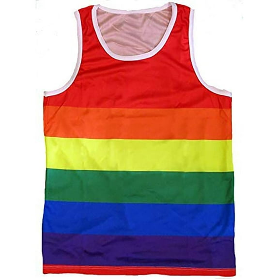 Mens Pride Flag Tank Top Shirt Rainbow, Rainbow, Size: X-Large, Uzzi Active Wear
