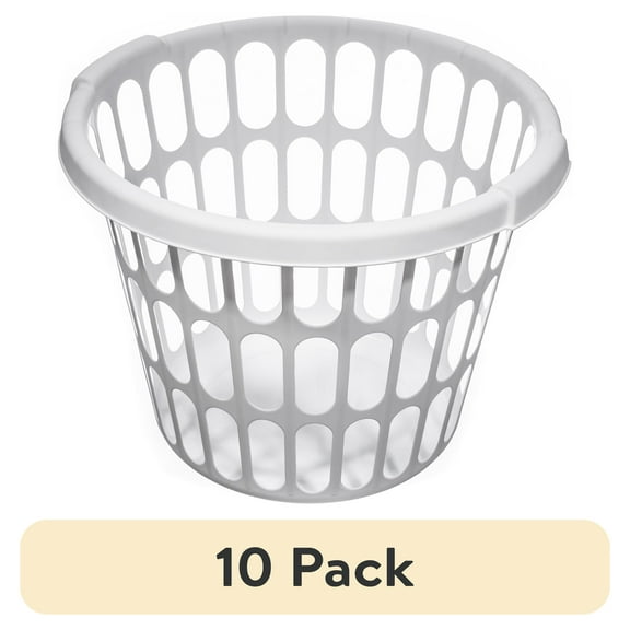 (10 pack) Starplast 1-Bushel Round Laundry Basket, White, Adult