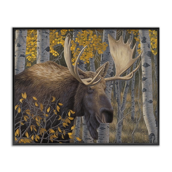 Stupell Industries Farmhouse Moose in Fall Foliage Black Framed Giclee Art, 14 x 11, by Jeff Hoff