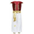 thumbnail image 1 of Linjinx Costume de Prince Arabe pour Garçons, Manches Courtes, Débardeur avec Pantalon, Tenue de Fête Cosplay, Rouge 16, 1 of 7