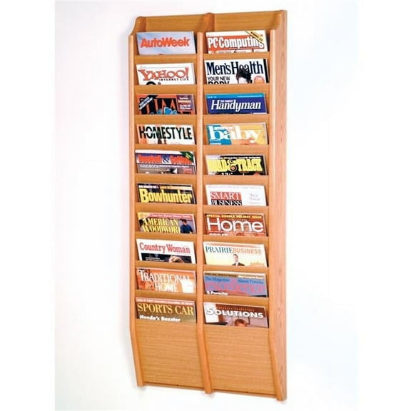 Wooden Mallet MR48-20BH Cascade 20 Pocket Magazine Rack - Black, Mahogany & Light Oak