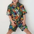 thumbnail image 4 of DAKIMOE Toddler Boy Clothes Boys Hawaiian Short Sleeve Button down Shirt Shorts Suit Leaf Floral Flower Summer Baby Boy Outfit, Green Flower, 3-4Y, 4 of 8