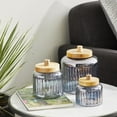 thumbnail image 4 of DecMode 8", 6", 5"H Gray Glass Decorative Jars with Wood Lids, 3-Pieces, 4 of 11