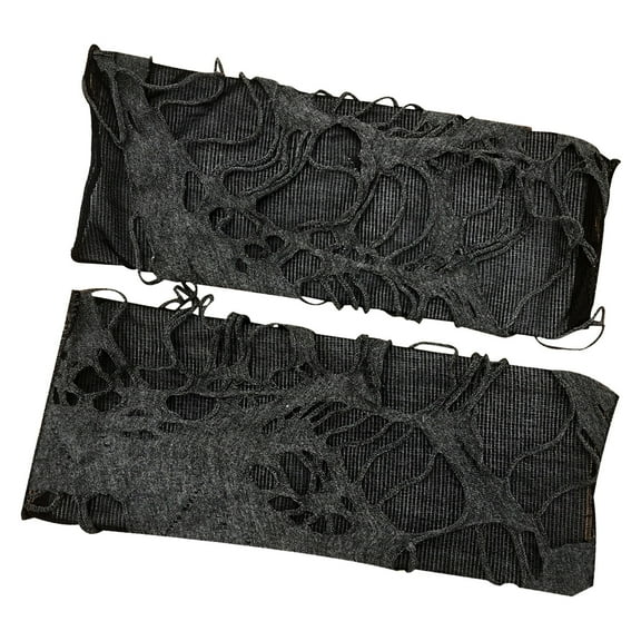 Penkiiy Fingerless Fishnet Gloves for Women Halloween Cosplay Soild Unisex Knitted Fingerless Winter Gloves Soft Mitten Black Gloves