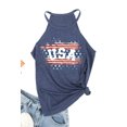 thumbnail image 2 of ABPHQTO Camiseta estampada con estampado de bandera nacional y letra causal azul oscuro para mujer, 2 of 5