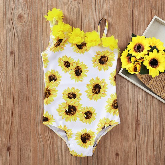 Laurenza's Baby and Toddler Girls Sunflower Floral One-Piece Swimsuit 3T