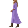 thumbnail image 6 of CHGBMOK Dresses for Women Casual 3/4 Length Sleeve Maxi Dress V Neck Beach Vacation Dress, 6 of 7