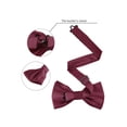thumbnail image 2 of INSPIRE CHIC Men's Pre-Tied Bow Tie with Matching Pocket Squares Sets for Business Causal Wine Red One Size, 2 of 5