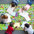 thumbnail image 2 of ZACOO 4 x 4 feet Kids Playmat Kids Educational Rug Road and Traffic Carpet Non Slip Rug Round City Map for Classroom Bedroom Kids Boys Room, Gray, 2 of 7