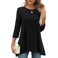thumbnail image 2 of Yubnlvae Black Fashionable Casual Loose Print Asymmetrical Ladies Top, M, 2 of 4