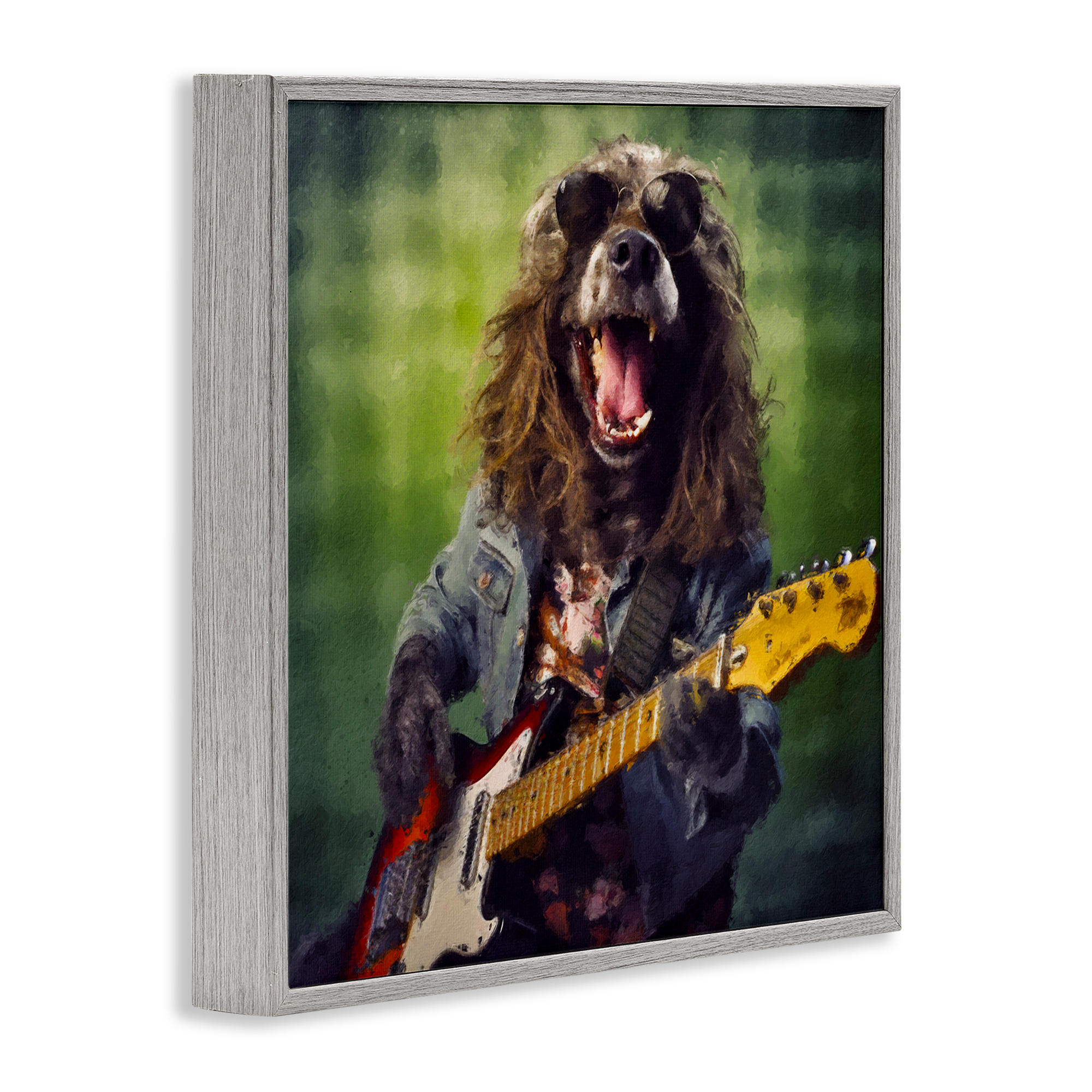 Musician Mutt Halen Gray Framed Giclee Art, design by Sean Parnell