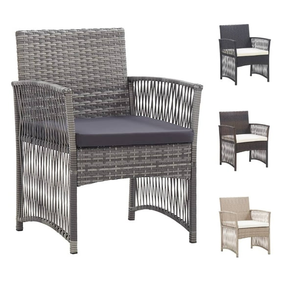vidaXL Patio Armchairs with Cushions Outdoor Lounge Chair 2 Pcs Poly Rattan