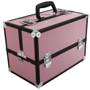 Zimtown 2 Extendable Tiers Cosmetic Makeup Train Case Aluminum Storage Lock Jewelry -14"x9"x10"