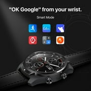 TicWatch Pro 1.39 inch Black Stainless Steel Case with Black Leather Band
