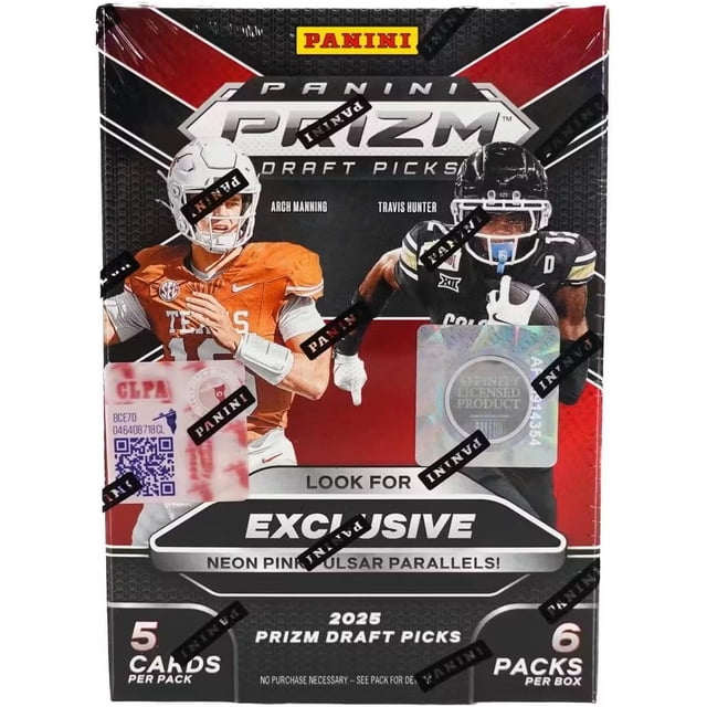 2025 Panini Prizm Draft Picks Football 6-Pack Hobby Blaster Trading Card Box (1 Silver Prizm Per Box)