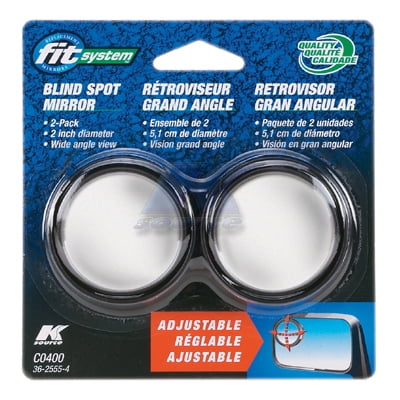 K-Source Blind Spot Mirror C0400 Sold In Pairs; 2 Inch Round; Without Turn Signal Indicator; Comes With Double Sided Tape For Installation
