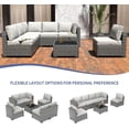 thumbnail image 3 of IdealHouse 7 Pieces Outdoor Patio Furniture Set, Rattan Conversation Set with Coffee Table, Cushioned Sofa, Multi-Piece U-Shaped Design, Modular Family Seating, Grey + Grey, 3 of 7