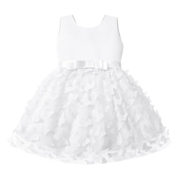 Toddler Dresses Flower Girl Dress Toddler Sleeveless Tulle Dress Party Dress for Girls White Dress Girl Holiday Dress Birthday Dress for Girls 3-6 Months