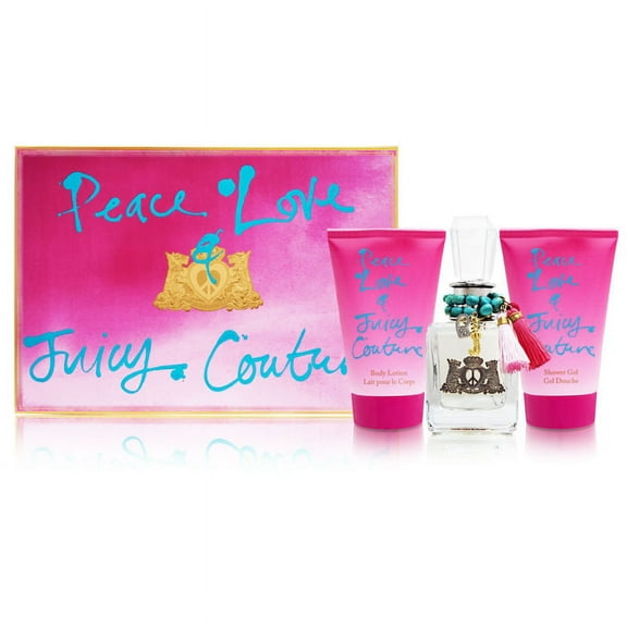 Peace Love & Juicy Couture by Juicy Couture for Women 3 Piece Set Includes: 1.7 oz Eau de Parfum Spray   4.2 oz Body Lotion   4.2 oz Shower Gel