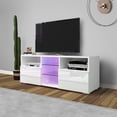 thumbnail image 2 of Modern Minimalist TV Cabinet Living Room with 20 colors LED Lights,TV Stand Entertainment Center (White) Modern High-Gloss LED TV Cabinet, Simpleness Creative Furniture TV Cabinet, 2 of 8