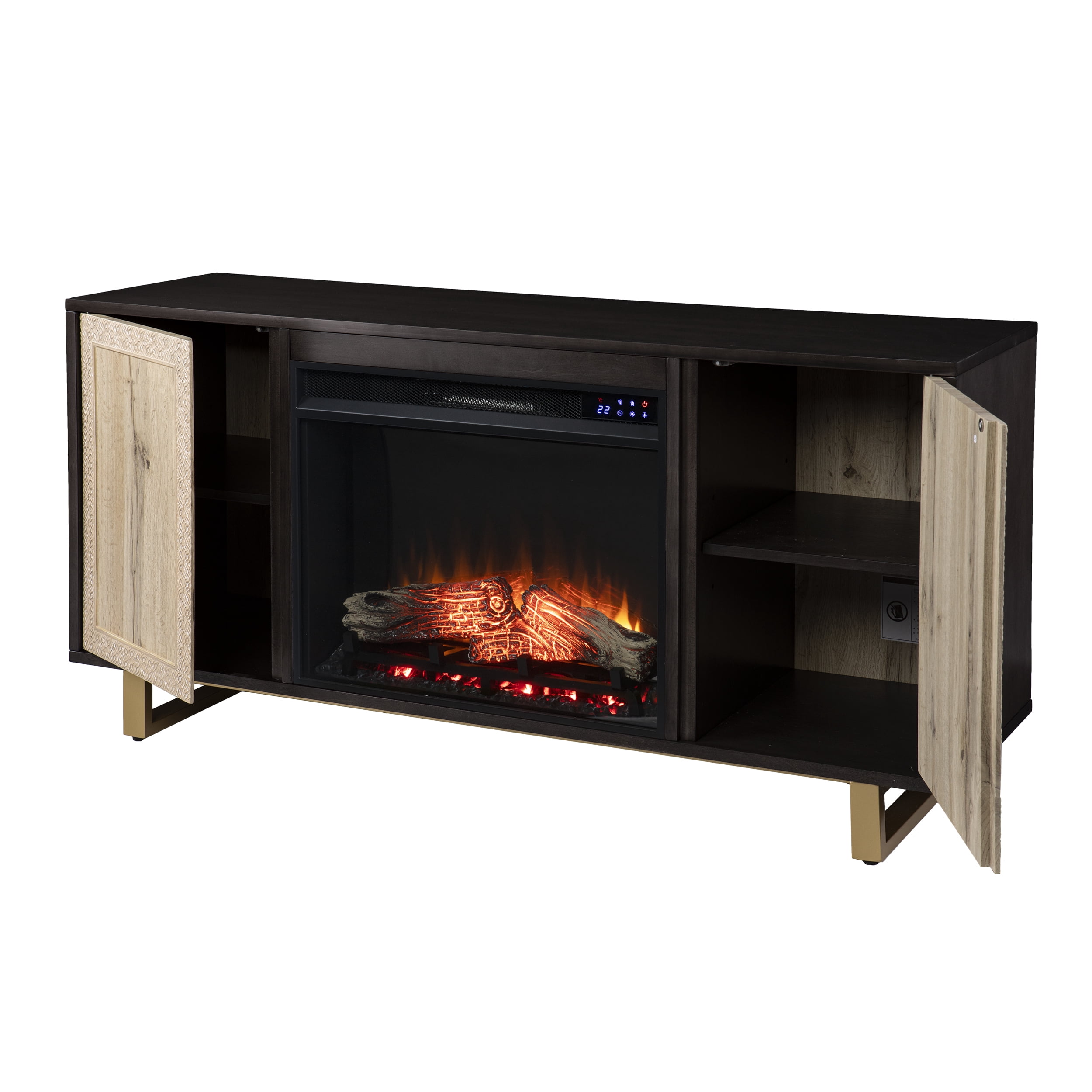 Wilcola Electric Media Fireplace with Carved Details