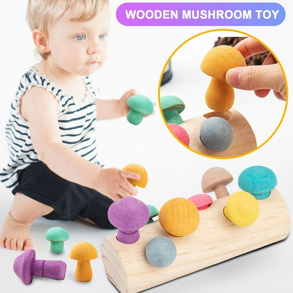 JZCHUNTOY Wooden Simulated Mushroom Picking Game – Focus Training Toy for Kids