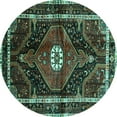 thumbnail image 1 of Ahgly Company Indoor Round Persian Turquoise Blue Traditional Area Rugs, 5' Round, 1 of 4