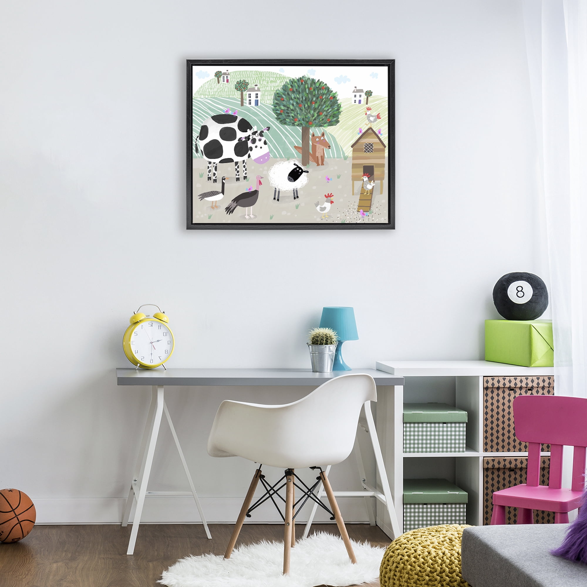 Stupell Industries Down At The Farm Black Framed Floater Canvas Wall Art, design by Carla Daly
