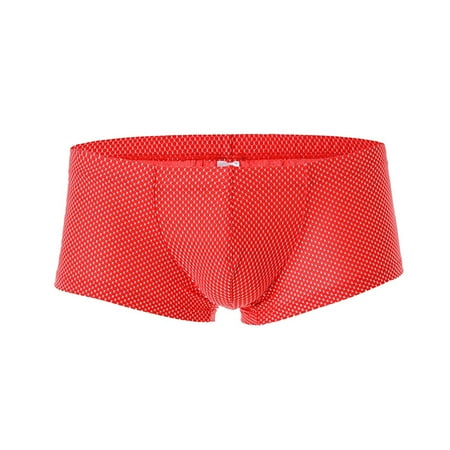 

QWERTYU Mens Stretch Breathable Soft Pouch Briefs Male Comfort Underwear Trunks 2XL Red