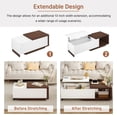 thumbnail image 2 of 59" Extendable Coffee Table with Lift Top, Wood Coffee Table with Charging Station & Hidden Storage Space, 47.2"-59" Large Adjustable Extendable Center Table for Living Room, White, 2 of 9